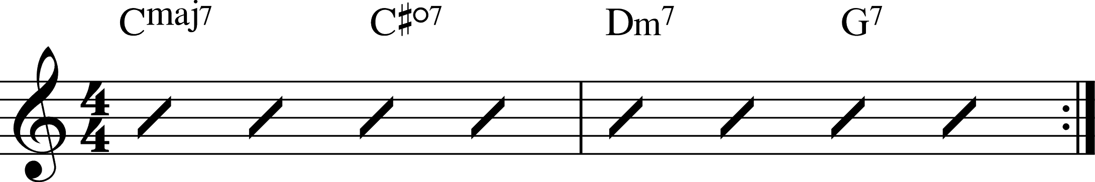 Diminished Chord Example-Passing-Standard progression
